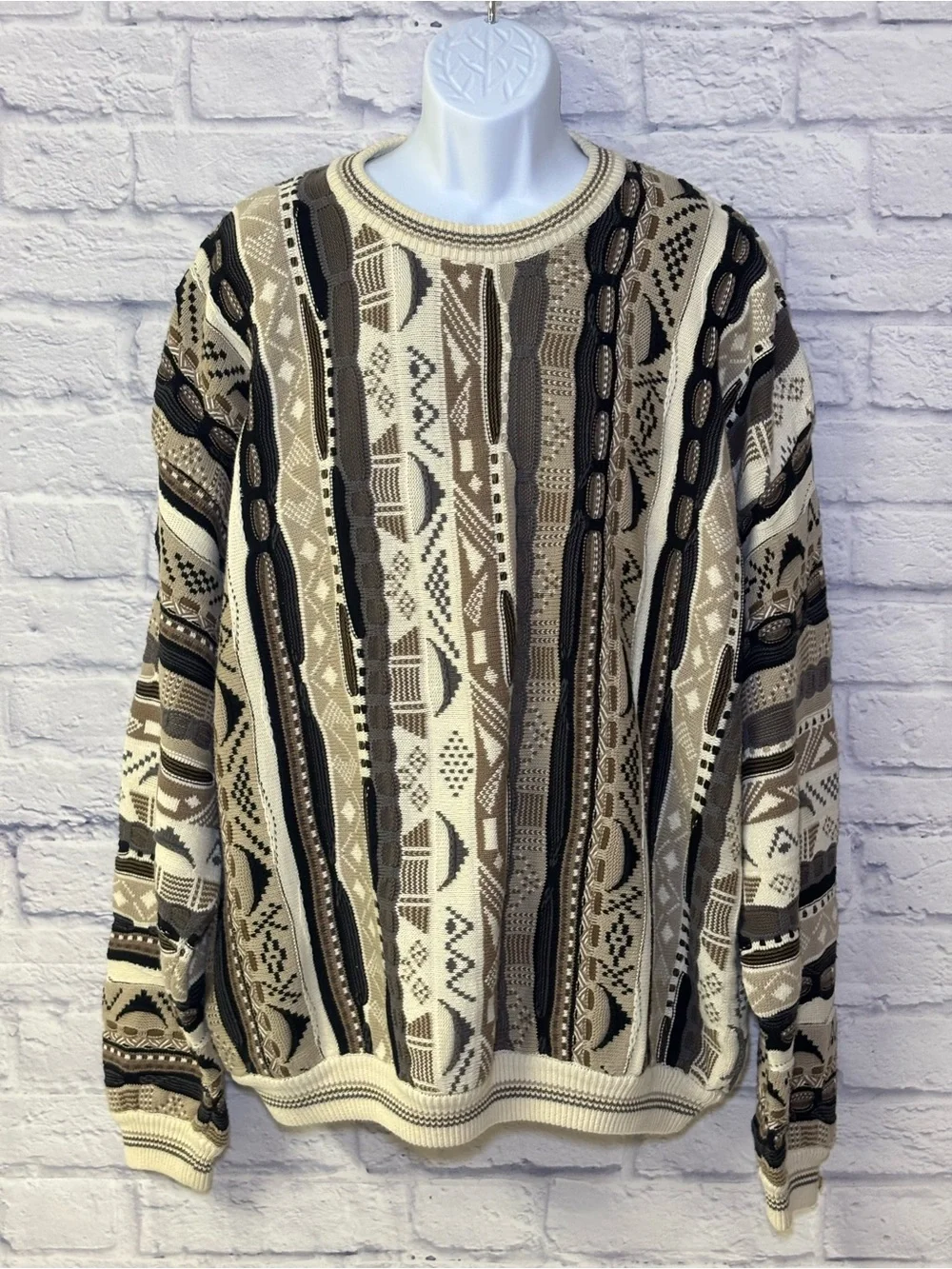Vintage Cotton Traders Coogi Style 3D Knit Multicolor Sweater XXLT